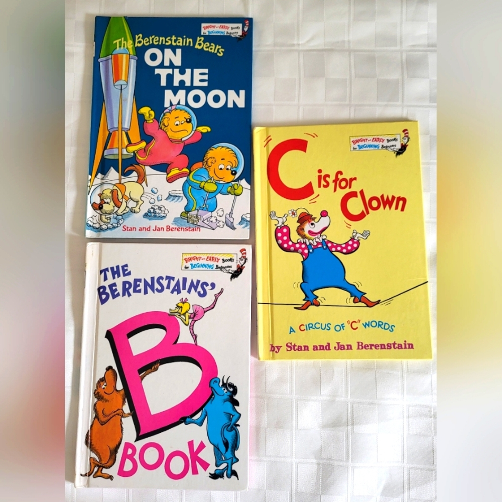Lot of 3 Vtg Berenstain Bears Hard Cover Books Bright and Easy For Beginners